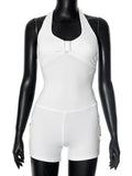 DAIIIBABYYY  -  Solid Slimming Backless Tunic Jumpsuits for Women Halter Sleeveless High Waist Spliced Metal Sexy Jumpsuits Female Fashion