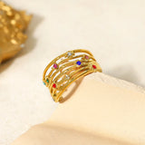 Daiiibabyyy  Trendy Colorful Crystal Rhinestone Rings for Women Irregular Luxury Aesthetic Designer Jewelry Waterproof