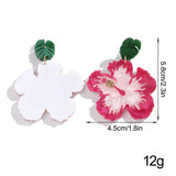 Daiiibabyyy  Sweet Acrylic Pink Flower Pendant Earrings for Women Cute Resin Big Petal Dangle Earring Jewelry Gifts Accessory