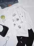 DAIIIBABYYY  -  Y2k Aesthetic Shell Printing Streetwear Basic T-shirts Preppy Style Spring Loose White Tops Women Casual Harajuku Grunge Shirts
