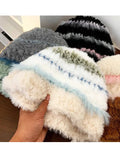 Daiiibabyyy  Rabbit Hair Knitted Fisherman's Hat Plush Fisherman Hat Women's Make Your Face Look Smaller Rabbit Fur Knitted Hat Big Fashion