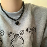 DAIIIBABYYY  -  New Color Beaded Chain Resin Heart Pendant Necklace For Women Girls Trendy Clavicle Chain Delicate Jewelry Gift