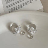 Daiiibabyyy  Luxury Double sided White Crystal Crown Stud Earrings Women High Fashion Two Wear Earrings Niche Jewelry Gifts