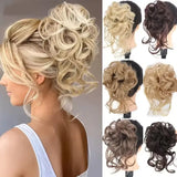 Daiiibabyyy  Synthetic Hair Bun Chignon Messy Curly Hair Band Elastic Scrunchy False Hair Pieces For Women Hairpins Black Brown