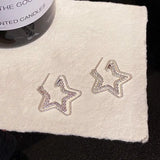 Daiiibabyyy  Korean Style Double-Layer Pentagram Drop Earrings for Women Sweet Cute Unique Niche Hoop Earrings Daily Commuting Jewelry Gifts