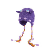 Daiiibabyyy  Women's Winter Hats Cute Funny Little Monster Knitted Hat Winter Plush Warm Woolen Hat With Straps Ear-protecting Lei Feng Hat