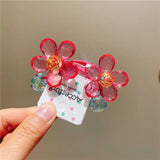 Daiiibabyyy  Children's Hair Accessory Bright Flowers Double-headed Rubber Bands Ponytail Hair Tie Blue Color Funny Cute Kawaii Girl Hair Tie