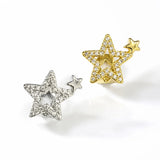 Daiiibabyyy  Hip-Hop Size Double Star Grillz Single Gold-Plated Full-set Zirconia Dental Draces, Cross-Border Trendy Cool Men's Accessories.