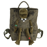 Daiiibabyyy  Backpacks For Women Graffiti Inlaid Plush Frog Monster Zip Large Capacity School Backpack Men Travel Adjustable Outdoor Rucksack