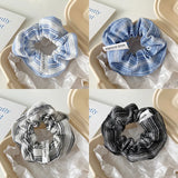 Daiiibabyyy  Korean Stripe Hair Scrunchies Tie Elegant Simple Large Hair Ropes Rubber Bands Ponytail Headwear Hair Accessories For Girls New