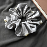 DAIIIBABYYY  -  Fashion Winter Headwear Black Velet curled edge Scrunchies for Hair Lady Elegant Hair Ties Elastic Hair  Bands Hair Accessories