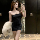 DAIIIBABYYY  -  New Sequins Sleeveless Sexy Club Short Dress Women Elegant Hip Wrap Bodycon Dress Autumn Winter Korean Luxury Evening Dress