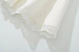 Daiiibabyyy  Holiday Front Cross Lacing up Bandage Bow Zipper Waist Mini Skirt Women White Spliced Lace Hem Ruched Swing A-lined Skirts Black