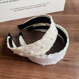 Daiiibabyyy  1/2 Pcs ladies' Hair Bands Korean Pearl Lace Wide Edge Sweet Simple Versatile Hair Hoops Retro And High-quality Hair Accessories