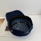 Daiiibabyyy  Fashion Cloth Rivet Denim Beret Y2k Korean Style Rivet Flat Top Washed Denim Fashion Retro Painter Hat Outdoor