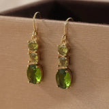 Daiiibabyyy  Elegant Green Synthetic Zirconia Retro Geometric Pendant Dangle Earrings for Women Copper Statement Earring Party Jewelry Gifts