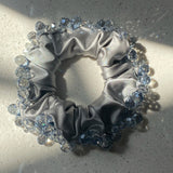 Daiiibabyyy  1PC Crystal - Embellished Satin Scrunchies Set, Elegant Hair Accessories for Women, Glamorous Hair Ties for Party and Daily Wear