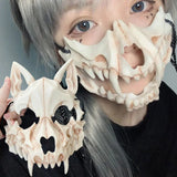 DAIIIBABYYY  -  1PCS Party Skull Mask Long Teeth Demon Skeleton Half Face Mask Wolf Dragon Tiger Houjuu Nue Mask Cosplay Halloween Costume Props