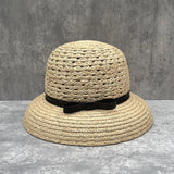 Daiiibabyyy  New Luxury Summer Hat Women Bucket Hat Bow Straw Hat for the Sun Hat Bow beach hat Headmade Dome Ladies Hat Derby Church Hat