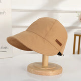 DAIIIBABYYY  -  Women's Foldable Sunhat Summer Outdoor Beach Fisherman Hat Sunscreen UV Protection Cap Adjustable Cotton Wide Brim Bucket Caps