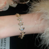 Daiiibabyyy  New Super Sparkling Water Bracelet Women Butterfly Knot Flower Chain Buckle Mouth Fashionable Style Bracelet European