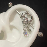 DAIIIBABYYY  -  1PC 16g Stainless Steel Industrial Piercing Barbell Moon Star Industrial Scaffold Helix Piercing Cartilage Earring Body jewelry