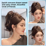 DAIIIBABYYY  -  High Top Ponytail Hair Extension Mermaid Curl Short Tail Clip on Fake Hair for Women Asian Fiber Tail Hair Extensions
