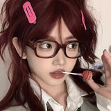 Daiiibabyyy  Vintage Fashion Computer Glasses Frame Women Men Anti Blue Light Red Korean Square Eyewear Glasses Optical Spectacle Eyeglass