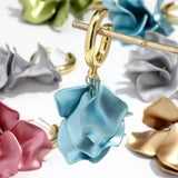 Daiiibabyyy  New Trend Acrylic Large Pearl-luster Petal Flower Drop Earrings for Women Personal Exaggerate Earrings Trend Jewelry
