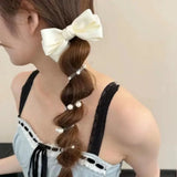 Daiiibabyyy  Sweet Bow knot Telephone Line Hair Loop Spiral Coil Rubber Bubble Braid Headband Hair Accessories Elastic Bands Hair Bands Woman