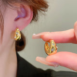 Daiiibabyyy  Luxury Top Quality Smooth Star Zircon Hoop Earrings for Women Girls Metal Chunky Sun Rhinestone Ear Buckle Punk Y2K Jewelry