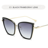 Daiiibabyyy  Retro Design Cat Eye Sunglasses Fashionable Driving Metal Frame Glasses Suitable For All Seasons Leisure Walk UV400
