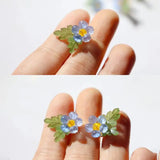 Daiiibabyyy  Forget-me-not Blue White Gradient Flower Stud Earrings Sweet Temperament Earring Jewelry For Lady and Girls Holiday Gifts