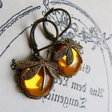 Daiiibabyyy  New Boho Vintage Crystal Dragonfly Earrings for Women Fashion Metal Carving Pattern Inlaid Moonstone Animal Earring Jewelry Gift