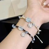 Daiiibabyyy  Simple Resin Kitten Handwoven Rope Bracelet for Women Unisex Resin Animal Cat Braided Bracelet Lovers Friendship Jewelry Gifts