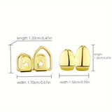 Daiiibabyyy  2Pcs Hip Hop Golden Silvery Glossy Hollowed Teeth Grills Decoration For Men Women