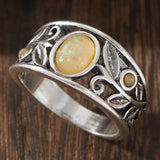 Daiiibabyyy  Bohemian Personalized Design Openwork Floral Geometric Ring Women's Retro Ethnic Style Festival Jewelry Accessories