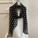 DAIIIBABYYY  -  185*24cm Chiffon Polka Dot Long Scarf Lightweight Neck Scarf For Women Summer Sun Protection Scarf Ribbon Headband Choker scarf