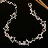 DAIIIBABYYY  -  New Arrival Elegant Colorful Crystal Star Silver Ladies Jewelry Set For Women Necklace Bracelet New Year Gifts