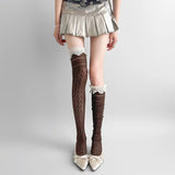 Daiiibabyyy  New Lolita Lace Edge Fishnet Thigh High Stockings Japanese JK Y2K Retro Ballet Socks for Women Summer Overknee Hosiery Stockings
