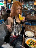 DAIIIBABYYY  -  Hot Girl Sexy Sailor Collar Vest Women's Summer Retro Halter Neck Slim Fit Striped Vest Fashion Female Clothes
