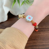 DAIIIBABYYY  -  Natural Stone Bead Blessing Hang Tag Bracelet Chinese Retro Design Light Luxury Exquisite Chinese Style Women Jewelry Gifts