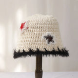 Daiiibabyyy  New Star Colorful Fringe Woolen Hat Women's Autumn and Winter Cute Handmade Plush Hat Knitted Fisherman Bucket Hats