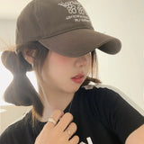 Daiiibabyyy  New Hats Sweet Cool Style Summer Sun Hats American Three Flower Baseball Cap For Women Korean Version Trendy Brand Hat For Men