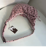 Daiiibabyyy  Streetwear Polka Dot Office Lady Shoulder Bag Women Canvas Drawstring Pleated Hobo Bags Y2k Aesthetic Handbags Crossbody Korean
