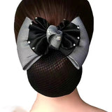DAIIIBABYYYY  -  New Floral Lace Satin Bow Hair Net Barrette Bank Staff Flight Attendant Nurses Satin Hair Clip Net Snood Women Hair Accessories