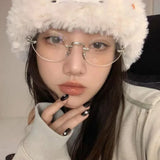 Daiiibabyyy New Trendy Anti-blue Light Vintage Frameless Square Eyeglasses for Women Girls Blue Light Blocking Glasses Eyewear Accessories