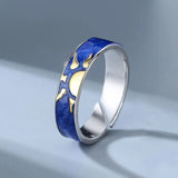 Daiiibabyyy  New Couple Rings Starry Night Van Gogh Never Fade Couple Rings Sun Moon Women Man Lovers Romantic Promise Art Ring