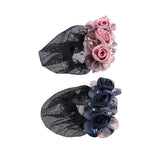Daiiibabyyy  Spring Clip Beaded Crochet Hair Clip Barrettes For Flight Attendant Women Bun Net Crystal Hairnet Cover Zircon Flower Bun Snood