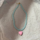 Boho Simple Beads Imitation Pearl Choker Necklace Women Men Vintage Stainless Steel Handmade Chain Aesthetic Y2K Jewelry Gift